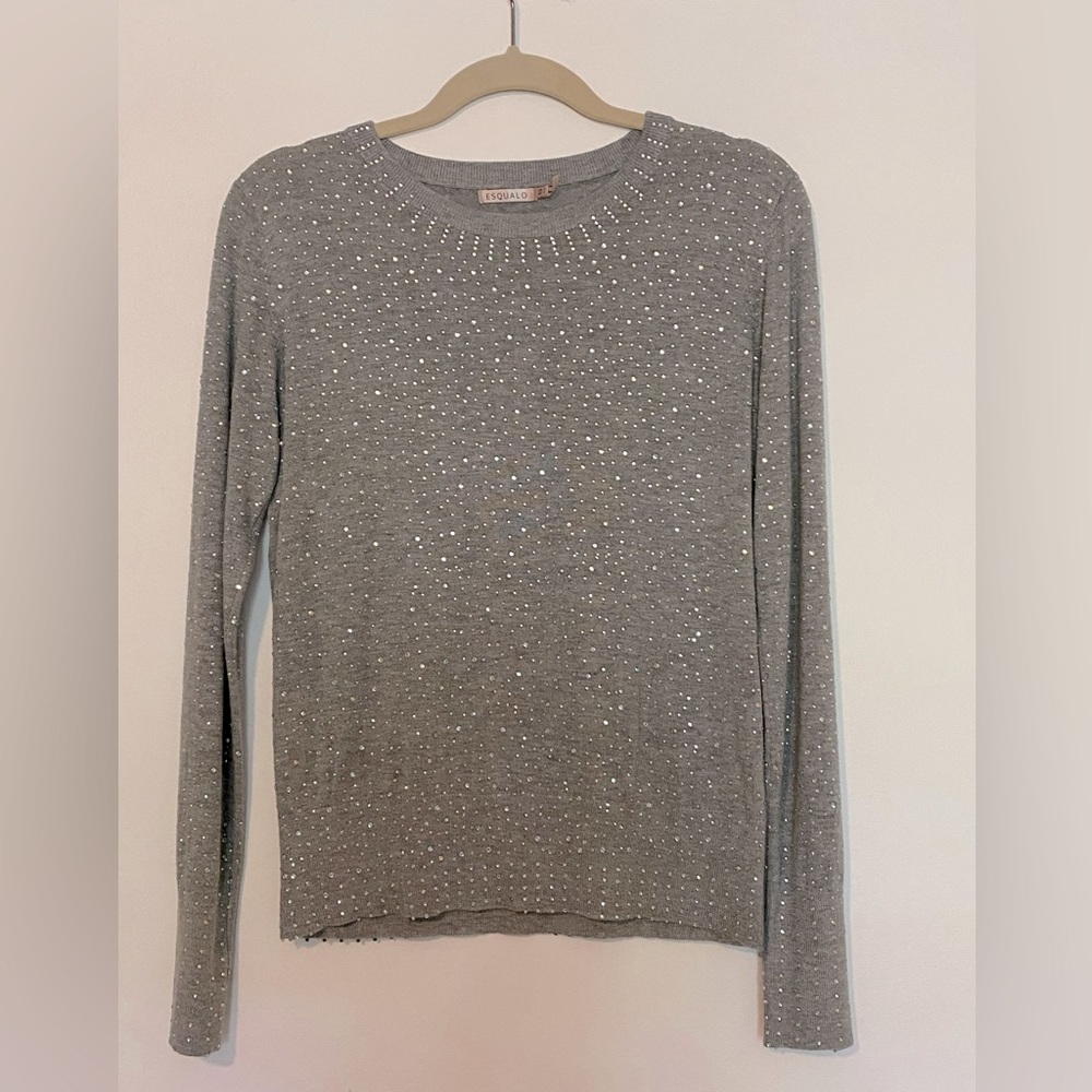 ESQUALO grey beaded sweater